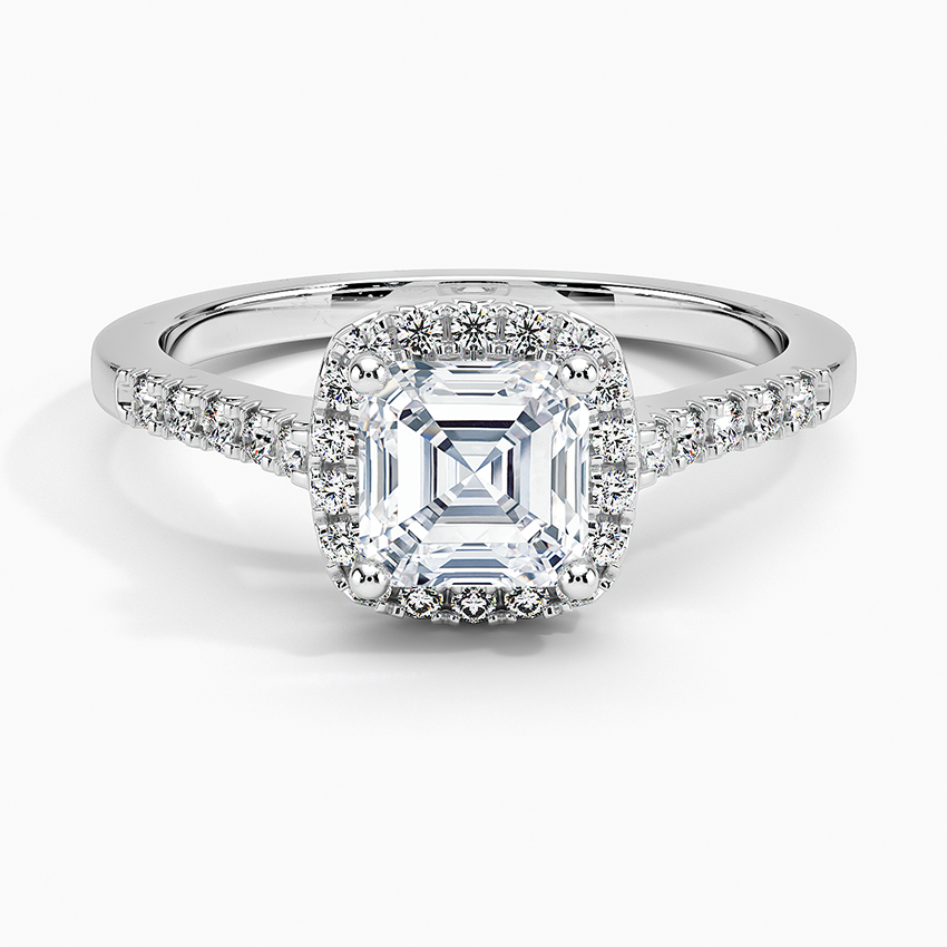 Odessa Halo Diamond Ring (1/5 ct. tw.) Platinum Asscher Engagement Ring
