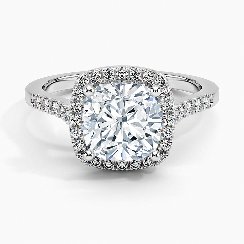 Odessa Halo Diamond Ring (1/5 ct. tw.) Platinum Cushion Engagement Ring