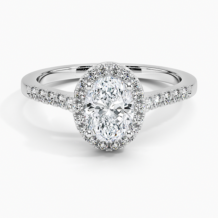 Odessa Halo Diamond Ring (1/5 ct. tw.) Platinum Oval Engagement Ring