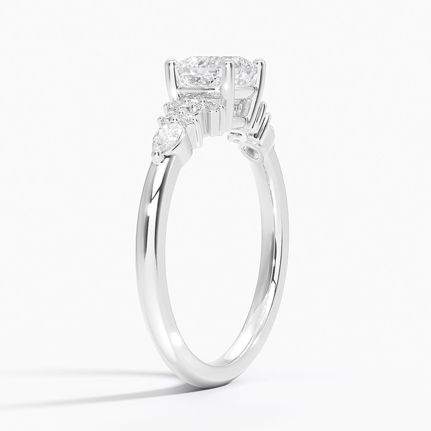 Rosette Diamond Ring Platinum Cushion Engagement Ring