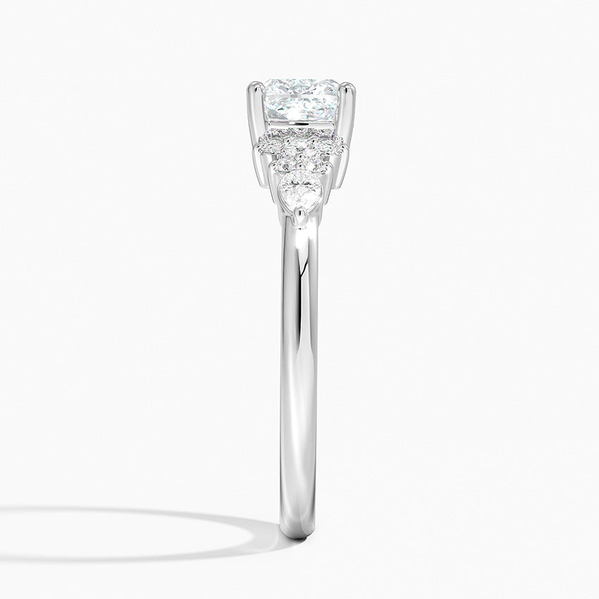 Rosette Diamond Ring Platinum Cushion Engagement Ring