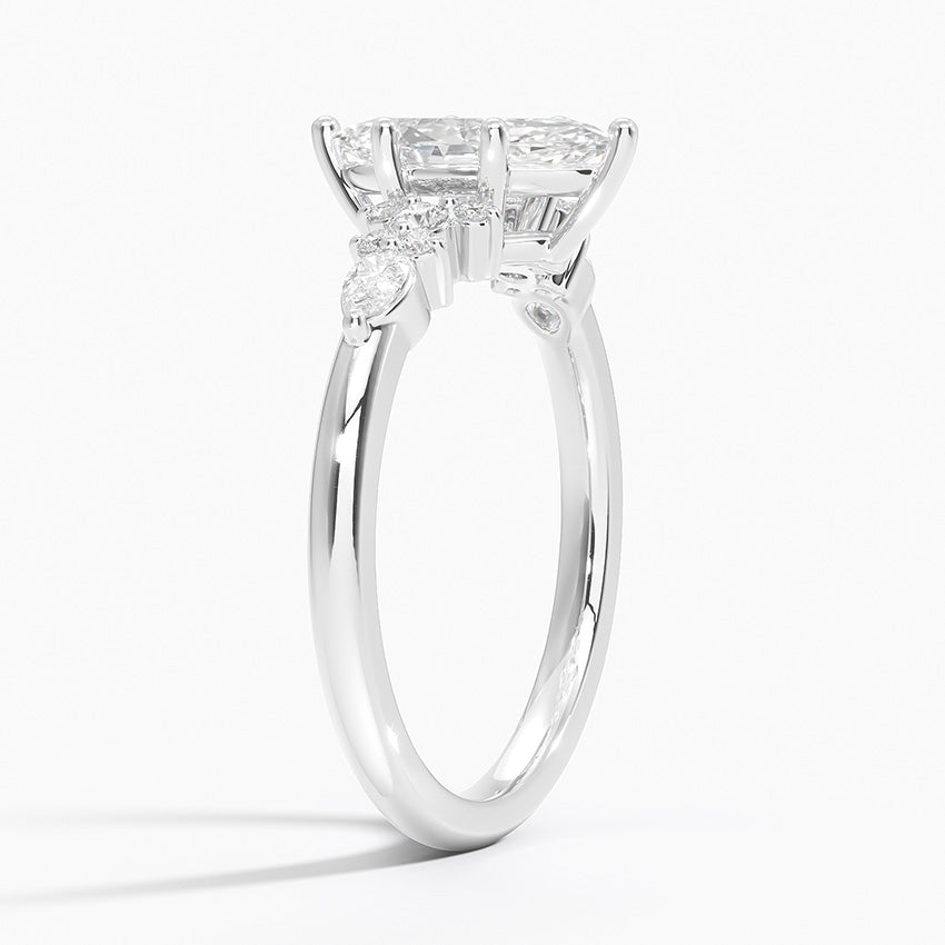 Rosette Diamond Ring Platinum Marquise Engagement Ring