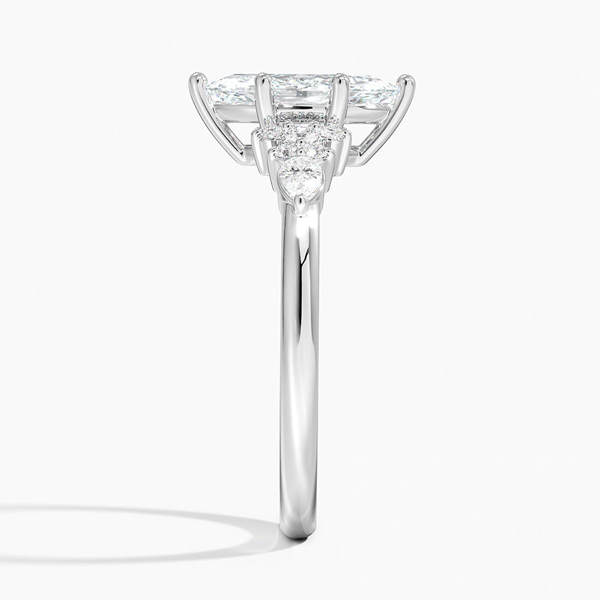Rosette Diamond Ring Platinum Marquise Engagement Ring