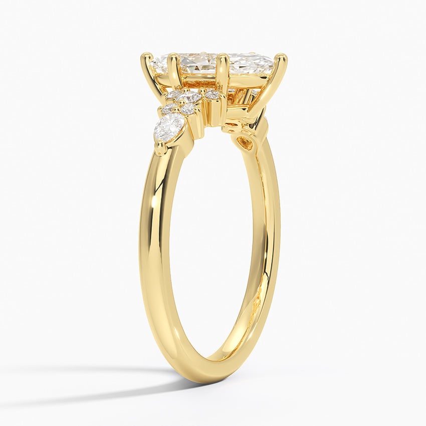 Rosette Diamond Ring Yellow Gold 18k Marquise Engagement Ring