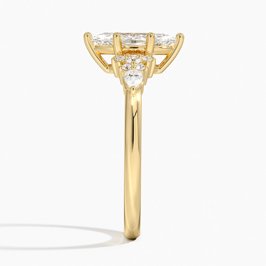 Rosette Diamond Ring Yellow Gold 18k Marquise Engagement Ring