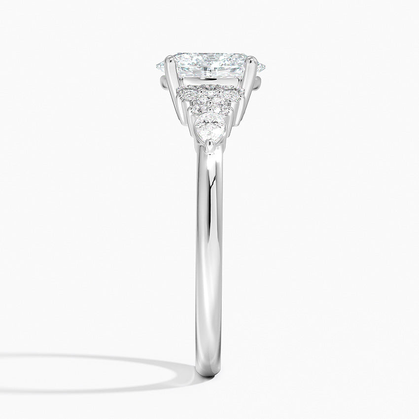 Rosette Diamond Ring Platinum Oval Engagement Ring