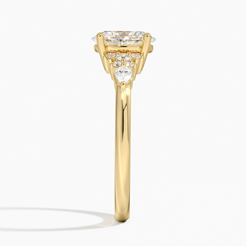 Rosette Diamond Ring Yellow Gold 18k Oval Engagement Ring