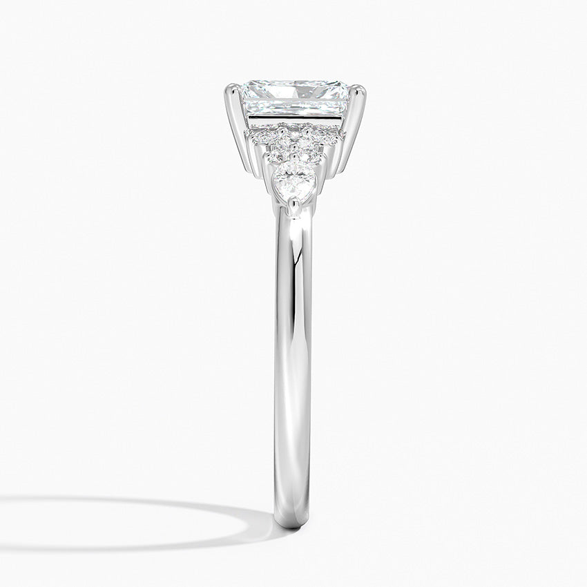 Rosette Diamond Ring Platinum Radiant Engagement Ring