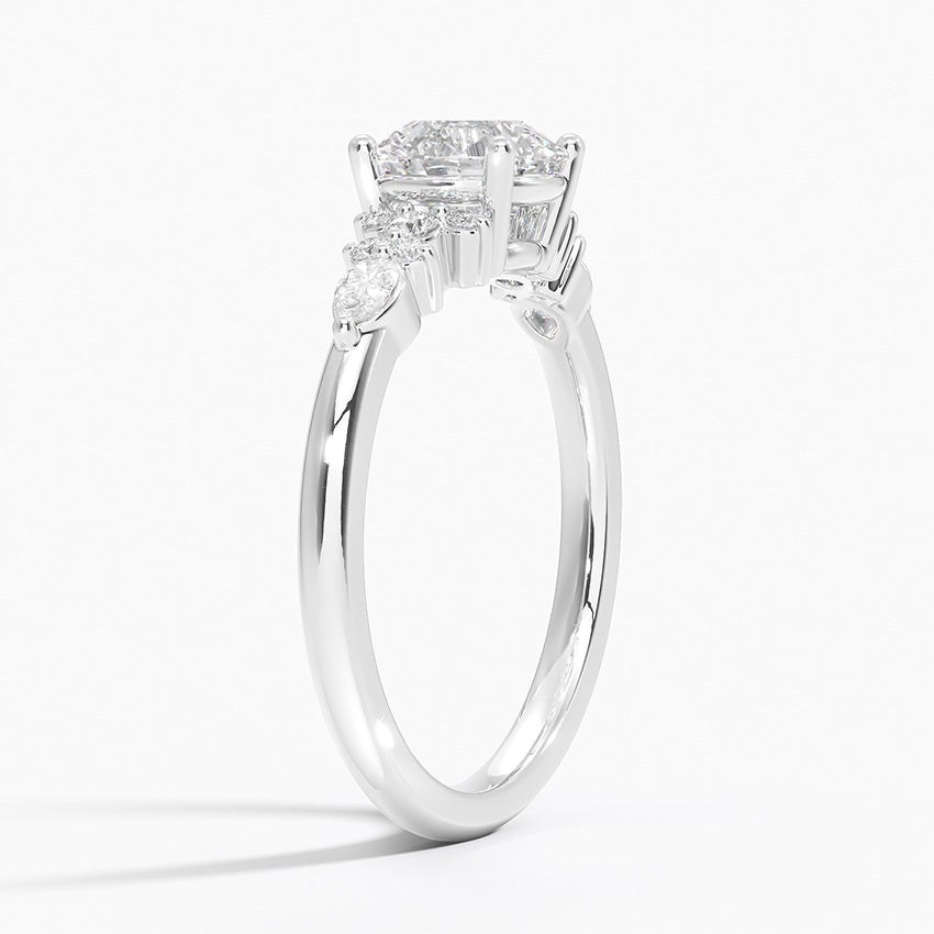Rosette Diamond Ring Platinum Round Engagement Ring