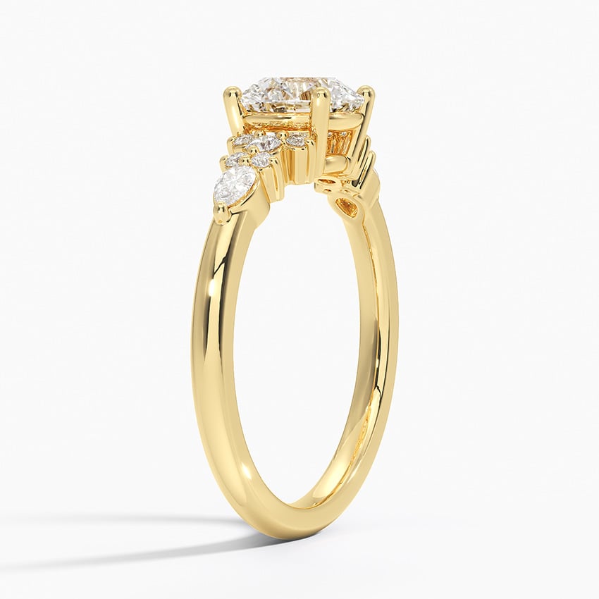 Rosette Diamond Ring Yellow Gold 18k Round Engagement Ring