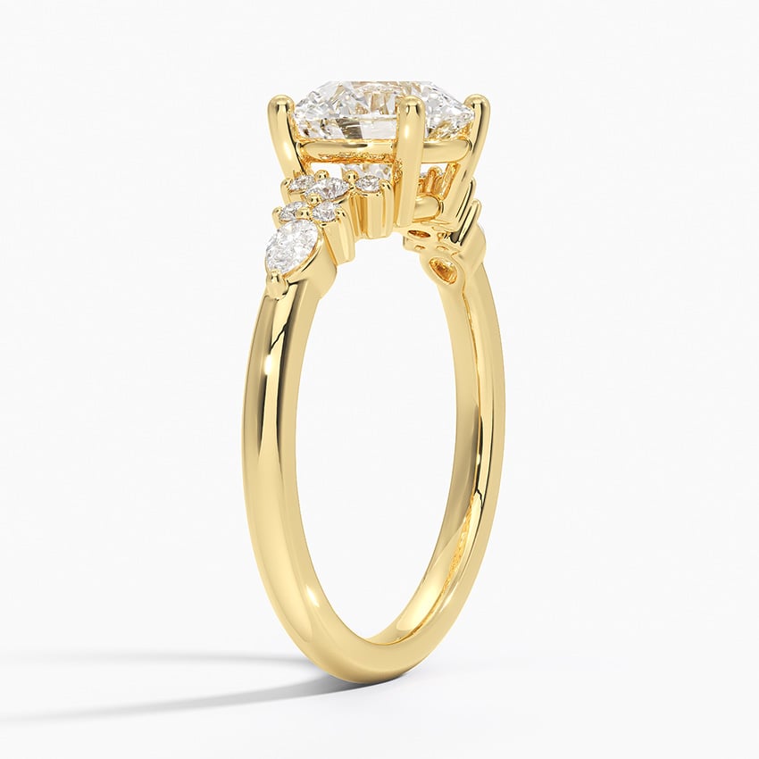 Rosette Diamond Ring Yellow Gold 18k Round Engagement Ring