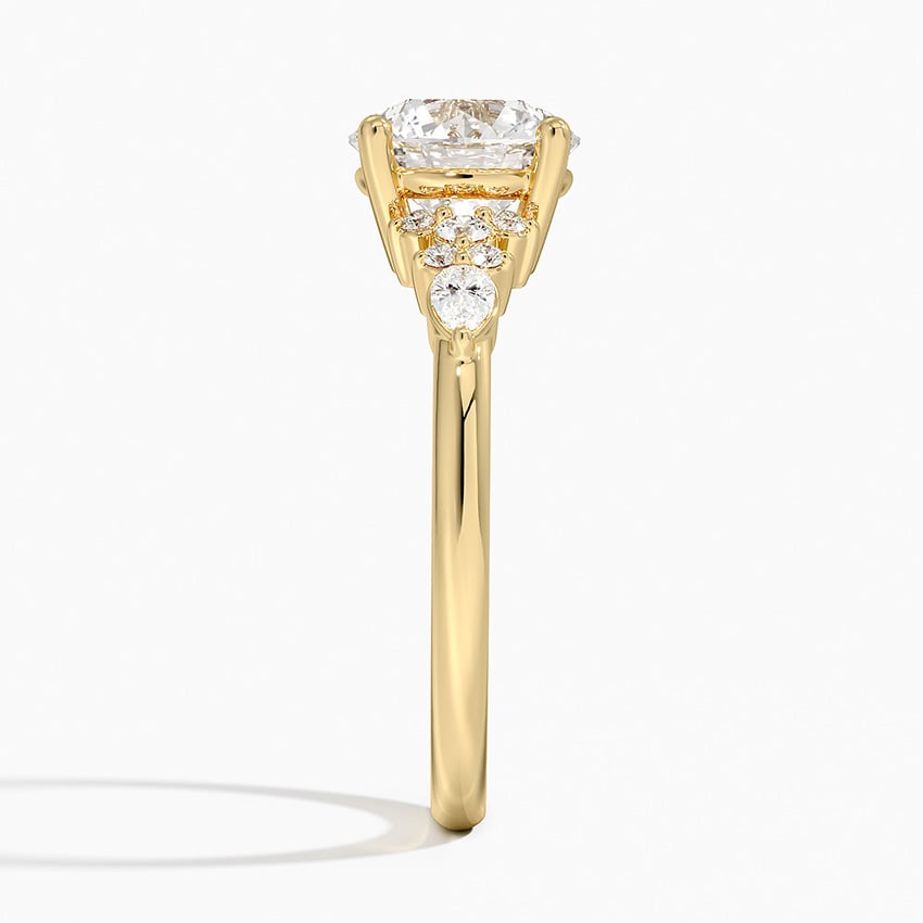 Rosette Diamond Ring Yellow Gold 18k Round Engagement Ring