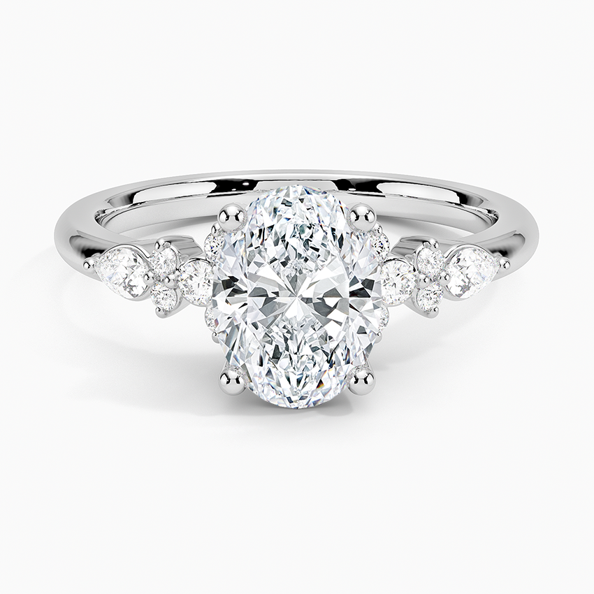 Rosette Diamond Ring Platinum Oval Engagement Ring