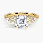 Rosette Diamond Ring Yellow Gold 18k Asscher Engagement Ring