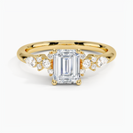 Rosette Diamond Ring Yellow Gold 18k Emerald Engagement Ring