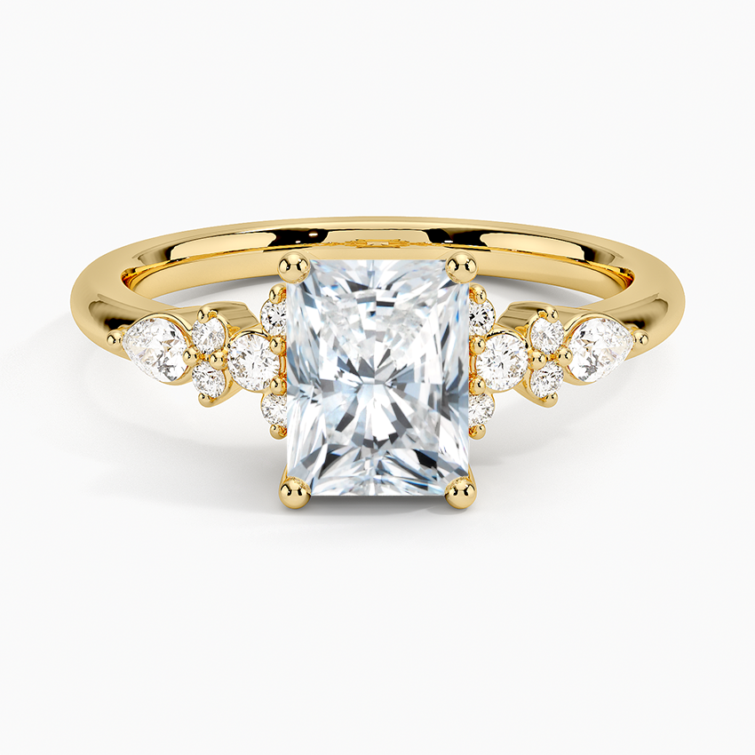 Rosette Diamond Ring Yellow Gold 18k Radiant Engagement Ring