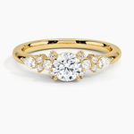 Rosette Diamond Ring Yellow Gold 18k Round Engagement Ring