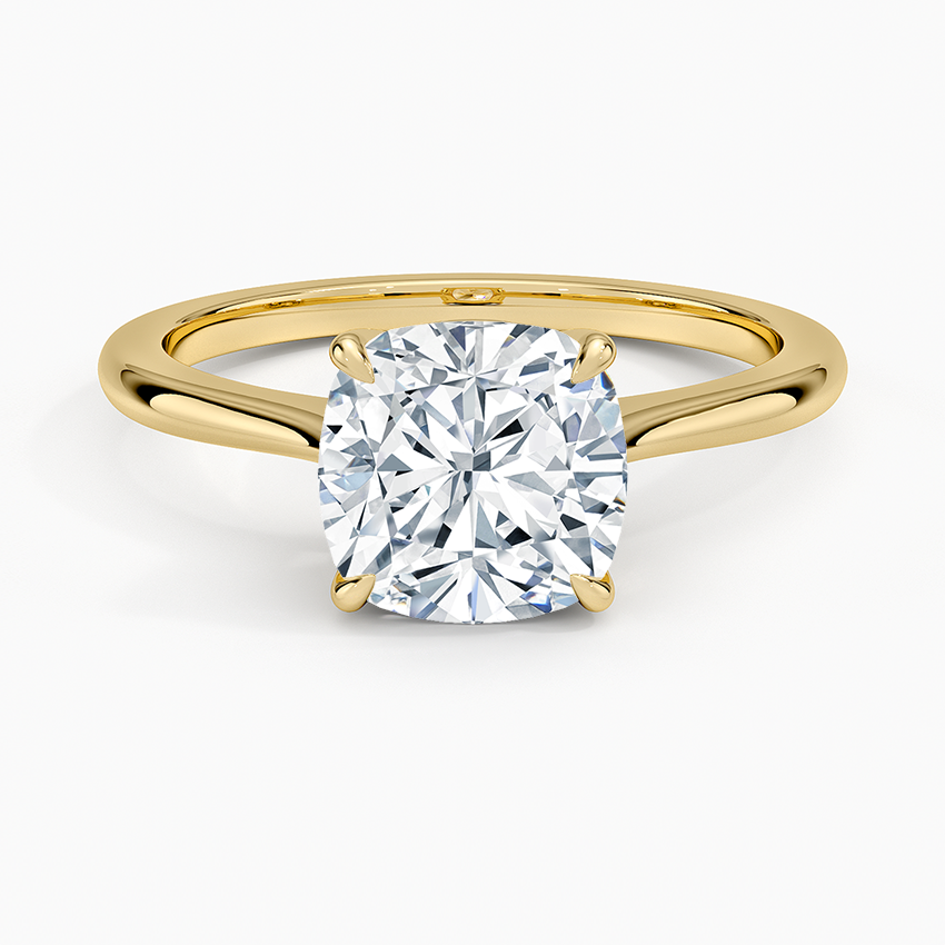 Elle Solitaire Ring Yellow Gold 18k Cushion Engagement Ring