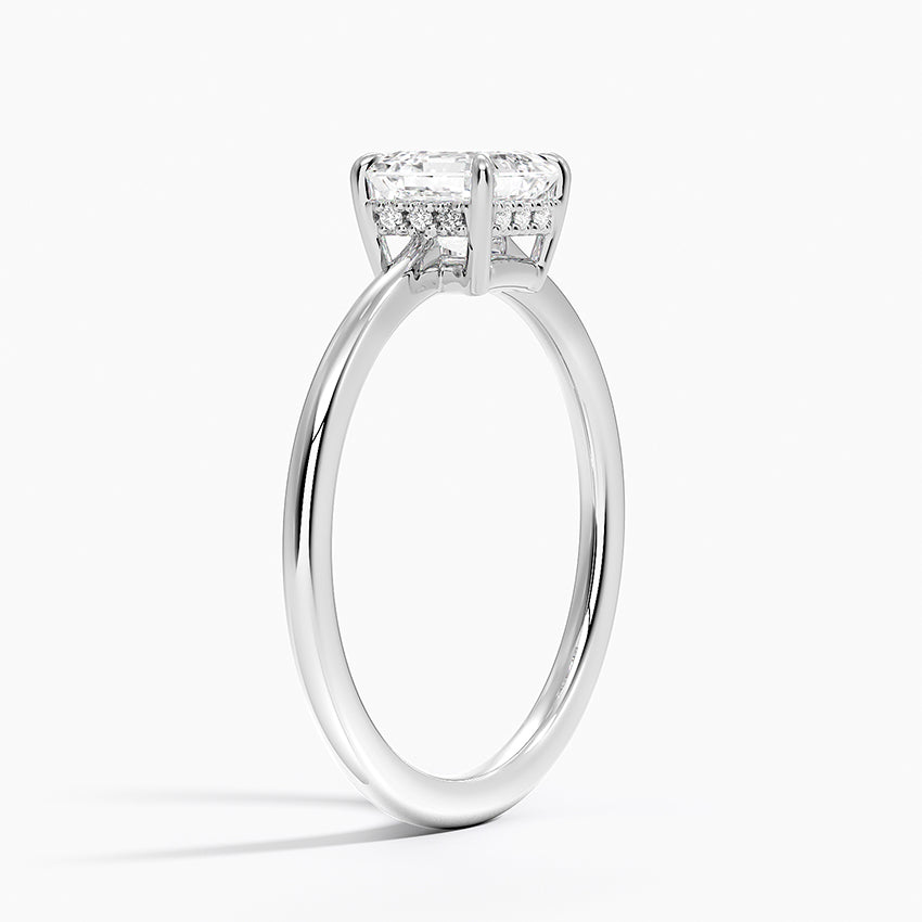 Elle Hidden Halo Diamond Ring Platinum Asscher Engagement Ring