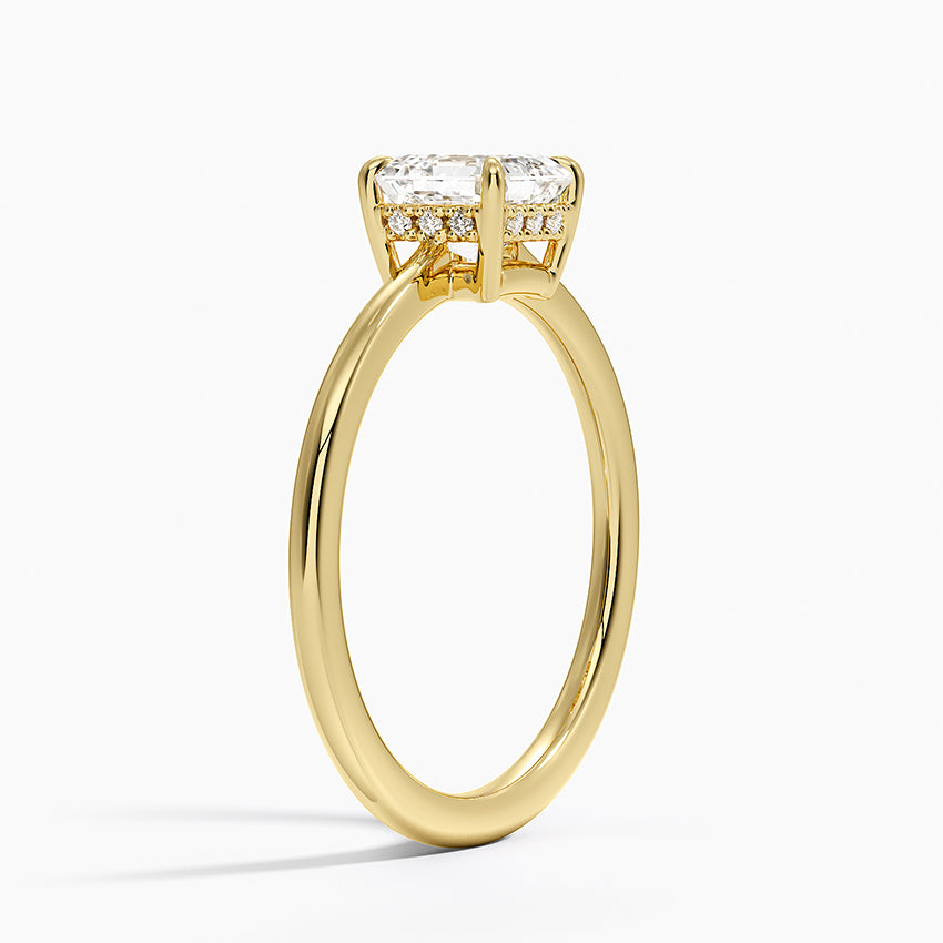 Elle Hidden Halo Diamond Ring Yellow Gold 18k Asscher Engagement Ring