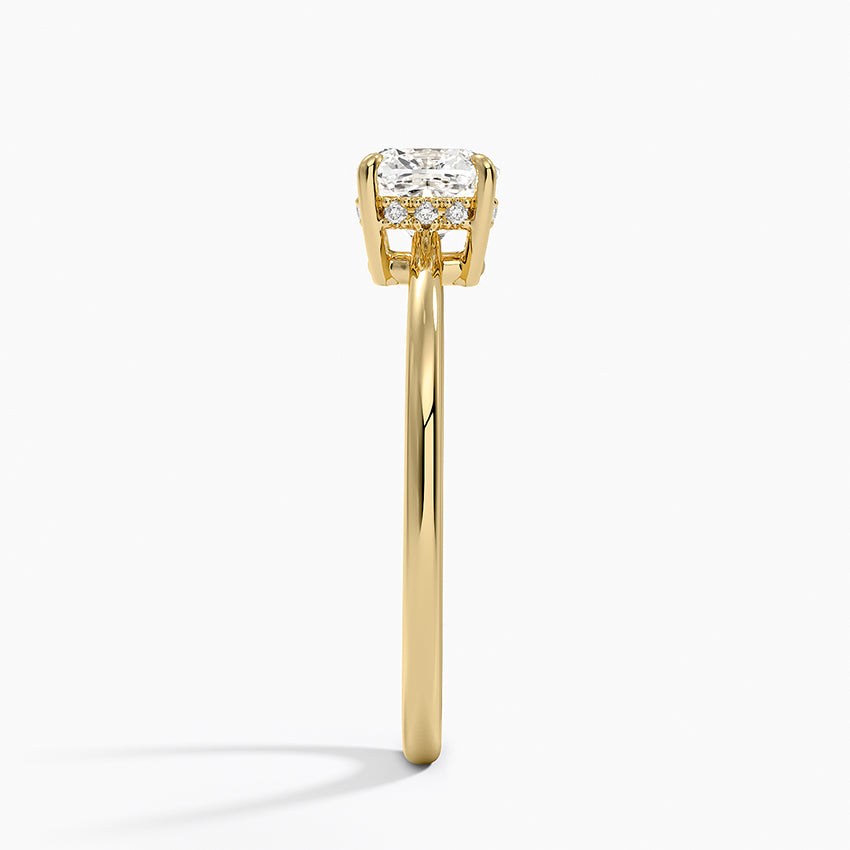 Elle Hidden Halo Diamond Ring Yellow Gold 18k Cushion Engagement Ring