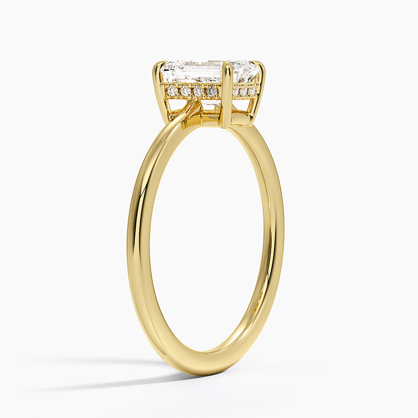 Elle Hidden Halo Diamond Ring Yellow Gold 18k Emerald Engagement Ring