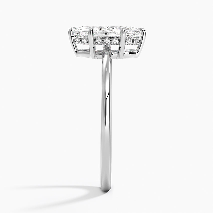 Elle Hidden Halo Diamond Ring Platinum Marquise Engagement Ring