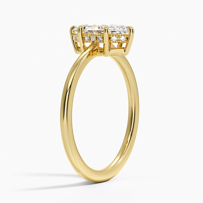 Elle Hidden Halo Diamond Ring Yellow Gold 18k Marquise Engagement Ring