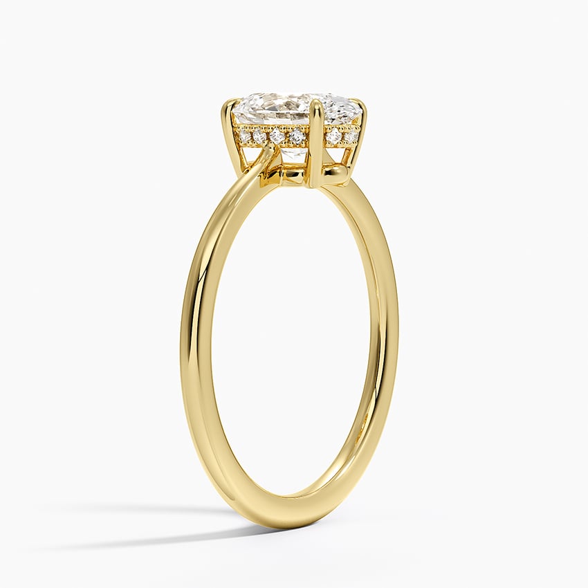 Elle Hidden Halo Diamond Ring Yellow Gold 18k Oval Engagement Ring