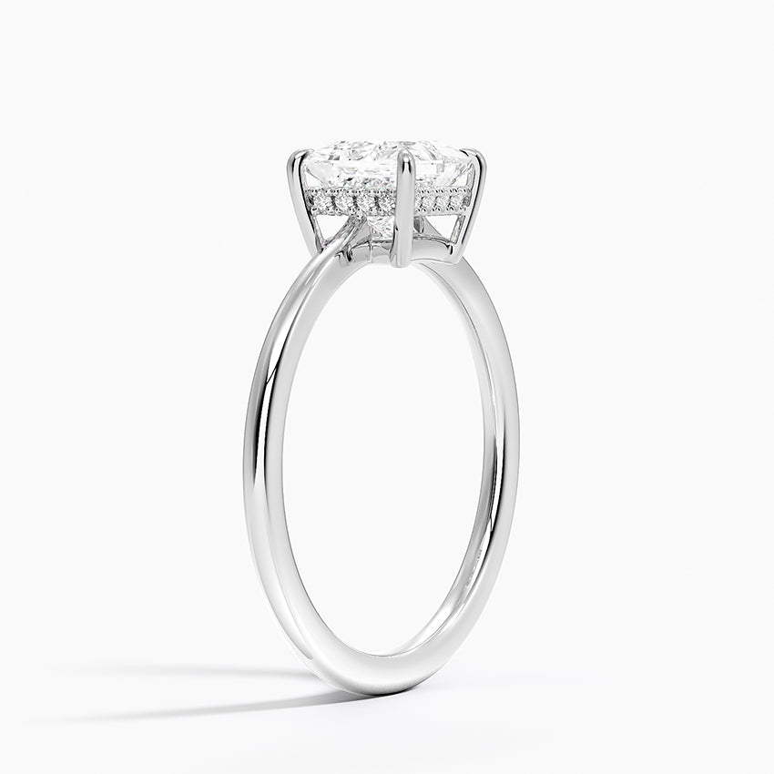 Elle Hidden Halo Diamond Ring Platinum Princess Engagement Ring