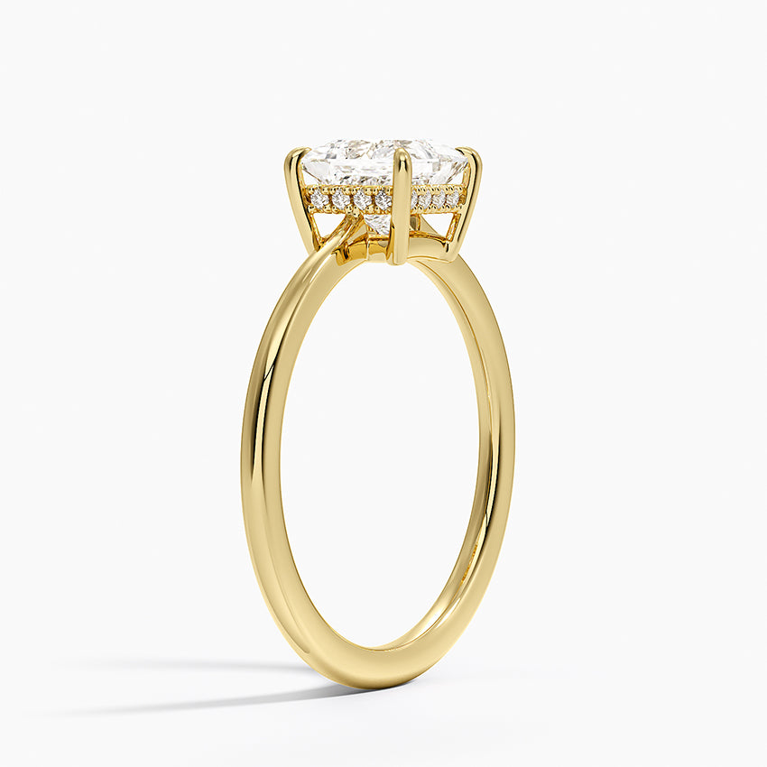 Elle Hidden Halo Diamond Ring Yellow Gold 18k Princess Engagement Ring