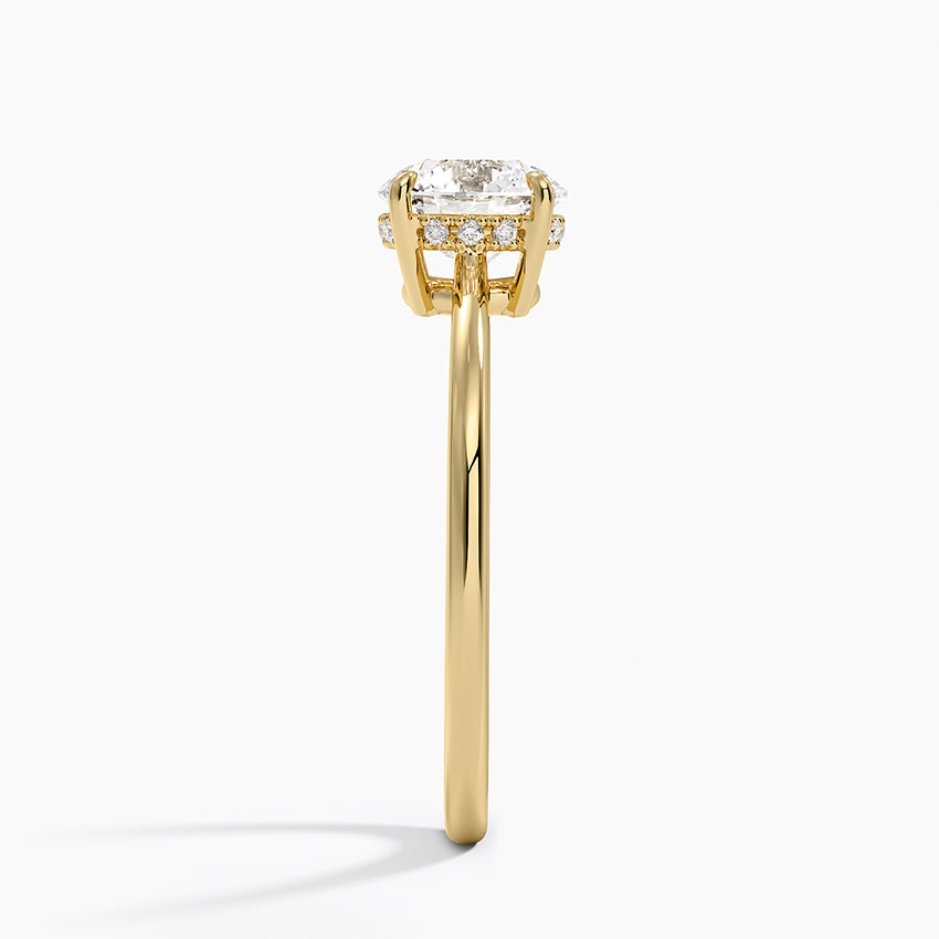 Elle Hidden Halo Diamond Ring Yellow Gold 18k Round Engagement Ring