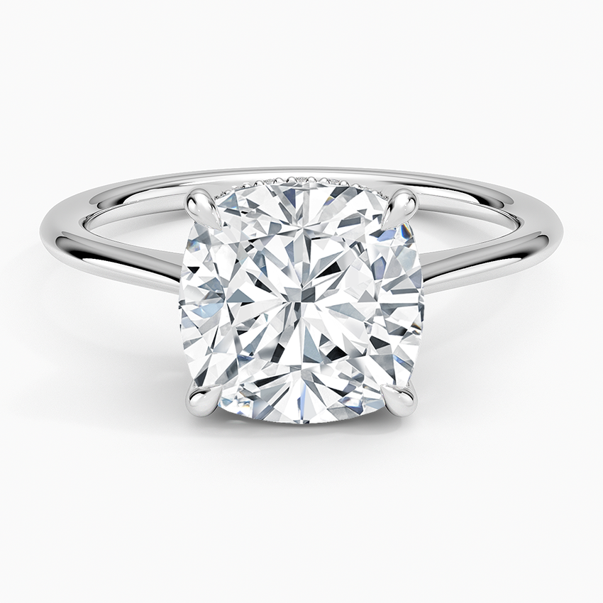 Elle Hidden Halo Diamond Ring Platinum Cushion Engagement Ring