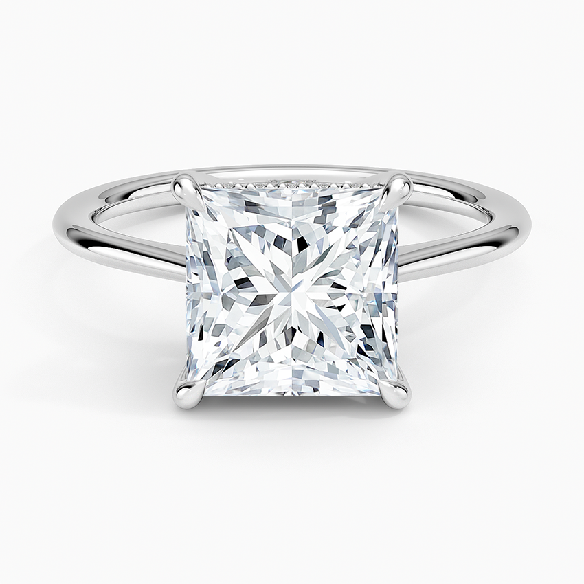 Elle Hidden Halo Diamond Ring Platinum Princess Engagement Ring