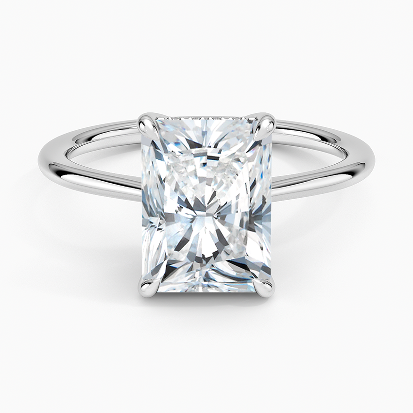 Elle Hidden Halo Diamond Ring Platinum Radiant Engagement Ring