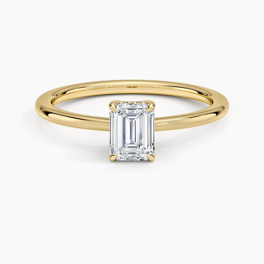 Elle Hidden Halo Diamond Ring Yellow Gold 18k Emerald Engagement Ring