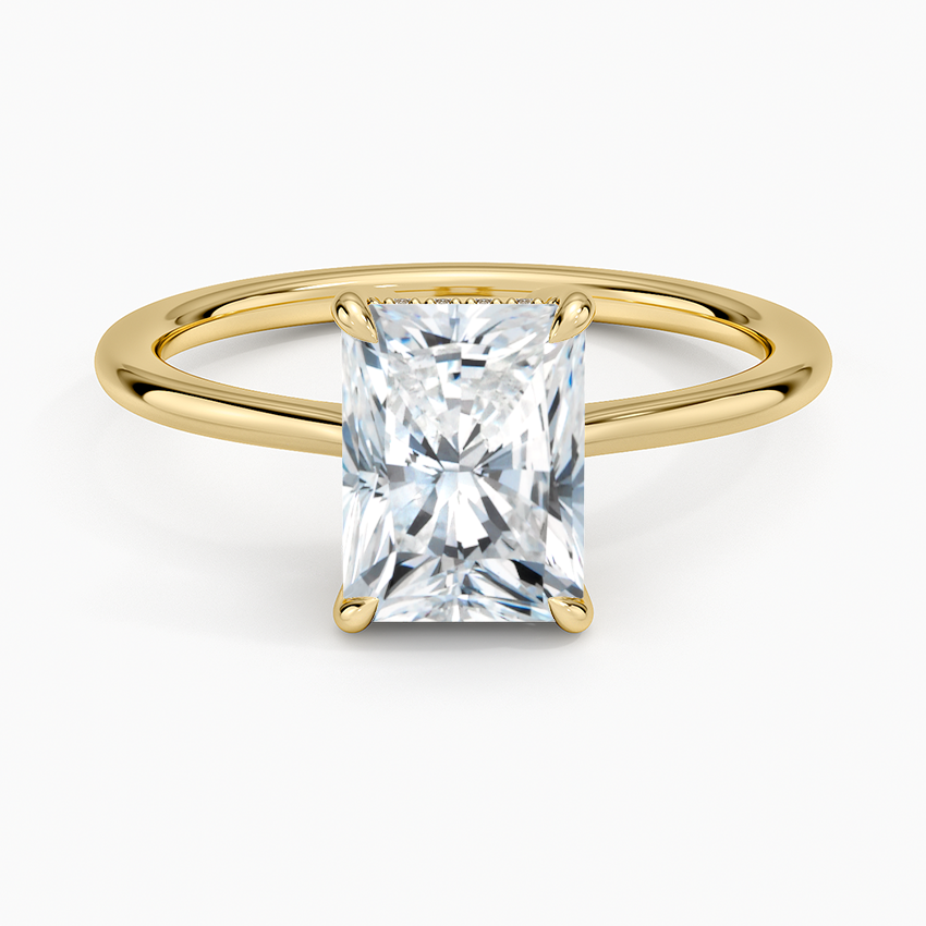 Elle Hidden Halo Diamond Ring Yellow Gold 18k Radiant Engagement Ring