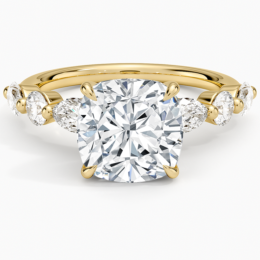Grand Versailles Diamond Ring Yellow Gold 18k Cushion Engagement Ring