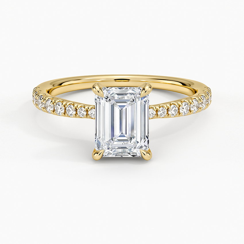 Freesia 2mm Diamond Ring (1/3 ct. tw.) Yellow Gold 18k Emerald Engagement Ring