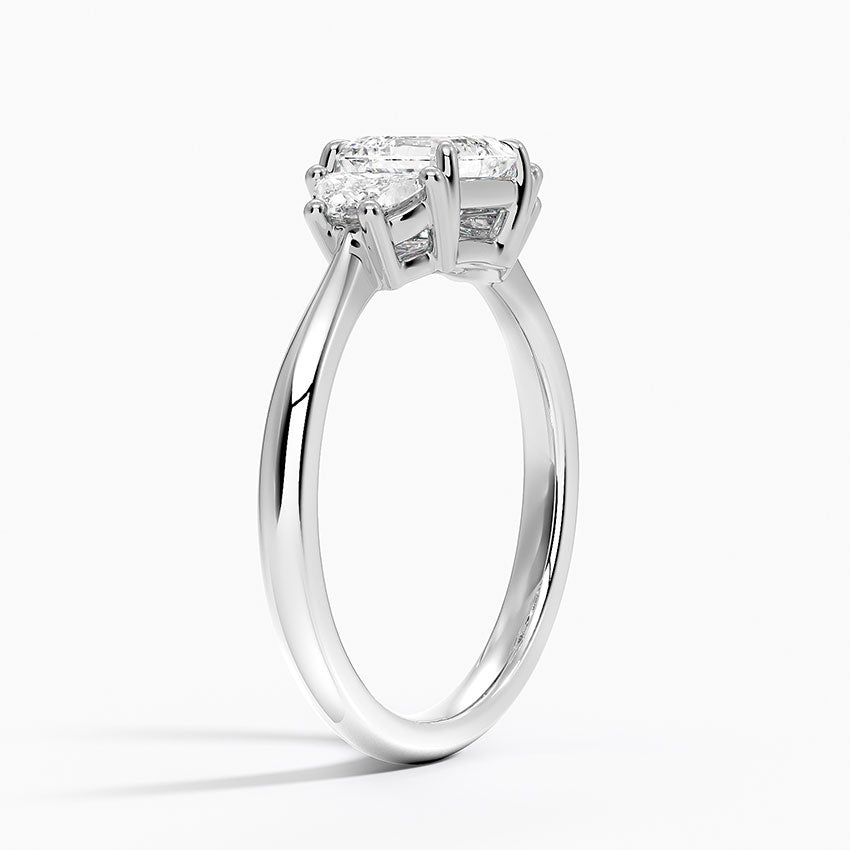 Half Moon Three Stone Diamond Ring (1/4 ct. tw.) Platinum Asscher Engagement Ring