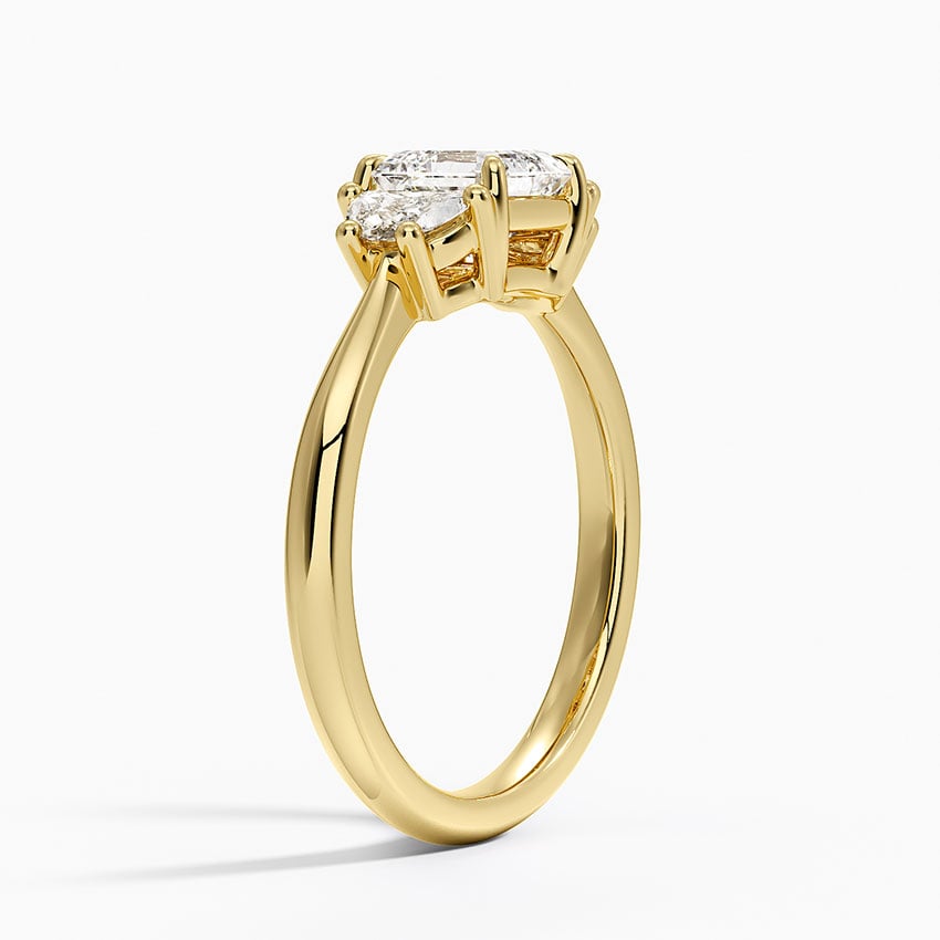 Half Moon Three Stone Diamond Ring (1/4 ct. tw.) Yellow Gold 18k Asscher Engagement Ring