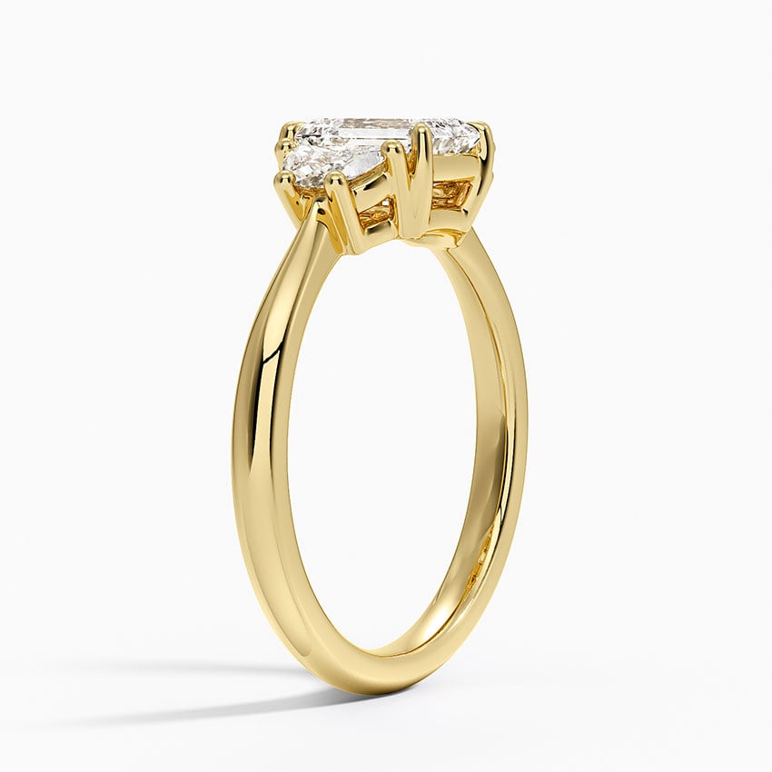 Half Moon Three Stone Diamond Ring (1/4 ct. tw.) Yellow Gold 18k Emerald Engagement Ring