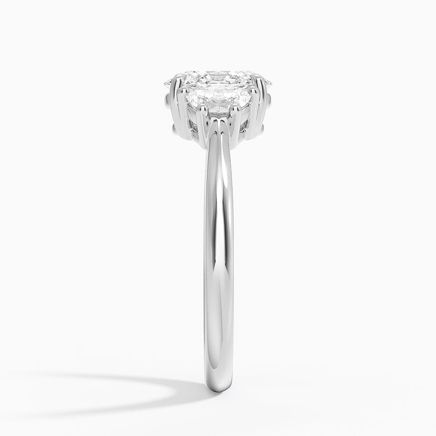 Half Moon Three Stone Diamond Ring (1/4 ct. tw.) Platinum Oval Engagement Ring