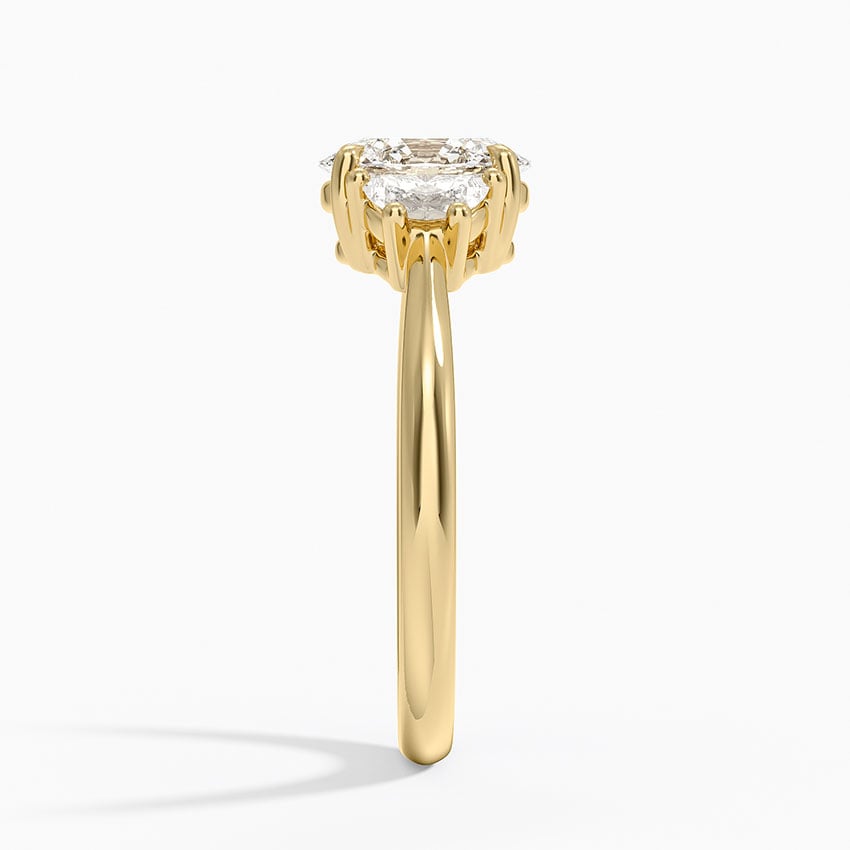 Half Moon Three Stone Diamond Ring (1/4 ct. tw.) Yellow Gold 18k Oval Engagement Ring