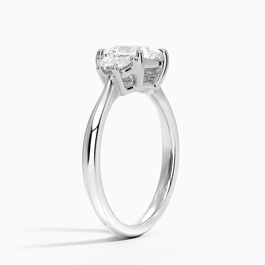 Half Moon Three Stone Diamond Ring (1/4 ct. tw.) Platinum Princess Engagement Ring