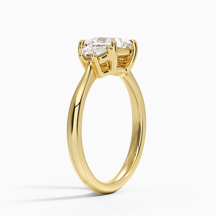 Half Moon Three Stone Diamond Ring (1/4 ct. tw.) Yellow Gold 18k Princess Engagement Ring