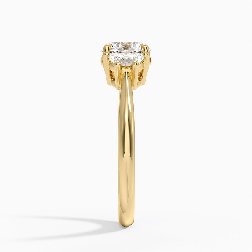 Half Moon Three Stone Diamond Ring (1/4 ct. tw.) Yellow Gold 18k Round Engagement Ring