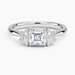 Half Moon Three Stone Diamond Ring (1/4 ct. tw.) Platinum Asscher Engagement Ring