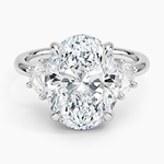 Half Moon Three Stone Diamond Ring (1/4 ct. tw.) Platinum Oval Engagement Ring