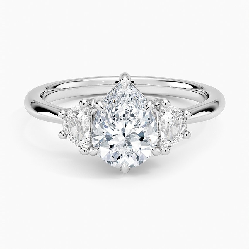 Half Moon Three Stone Diamond Ring (1/4 ct. tw.) Platinum Pear Engagement Ring
